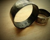 Bold & Wide Unisex Band W Secret Message -Textured Silver