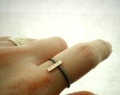 14K Gold and Silver Custom Initial Ring - Rectangle Bar Stacking Ring By Pale Fish NY