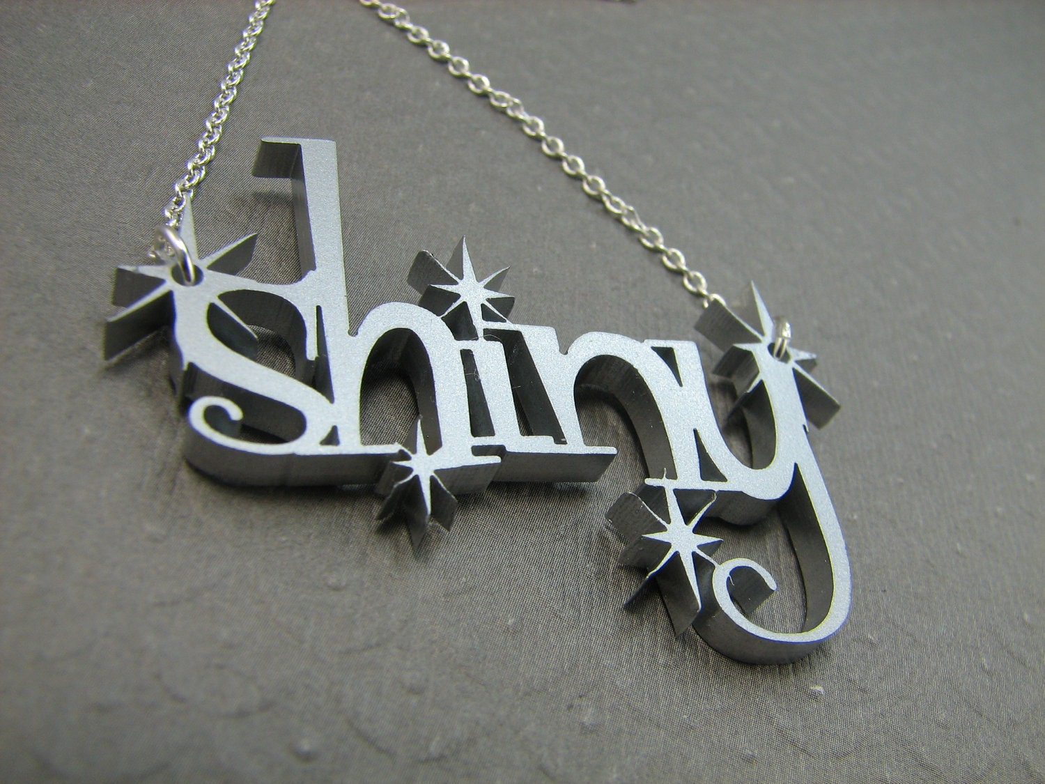Shiny Necklace in Silver Color Science Fiction Necklace