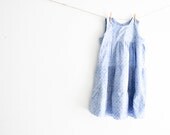 Vintage washed Eyelet fabric layered dress, snaps back, relaxed picot edge hem, ready to ship size 4-6, kids beachwear, summer