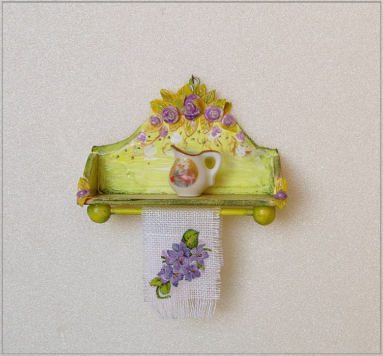 1/12TH scale -  Kitchen Shelf   Shabby Chic  Dollhouse Miniature Vintage French Style Home Decor