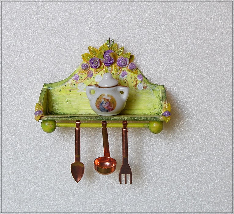 1/12TH scale -  Kitchen Shelf   Shabby Chic  Dollhouse Miniature Vintage French Style Home Decor