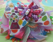 Candy Land, Over the Top Boutique Hair Bow, Twisted, Korker Curly Bow, Gum Ball, Cotton Candy, Birthday, Party Bow, Polka Dot, Toddler, Girl