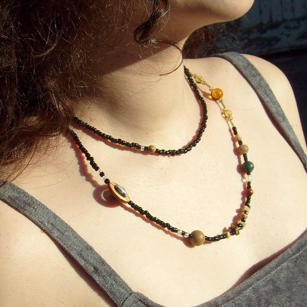 Solar System Cosmogram Necklace (38 inch style) - Planets of the Solar System - Statement Necklace - Beadwork