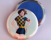 Horse Jocky Pin-Up  - 2.25 inch Pocket Mirror
