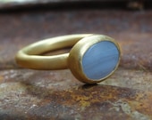 Blue Agate and 18k Gold Ring