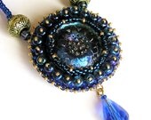Pendant of Bohemian glass-Magical blue necklace  FREE SHIPPING