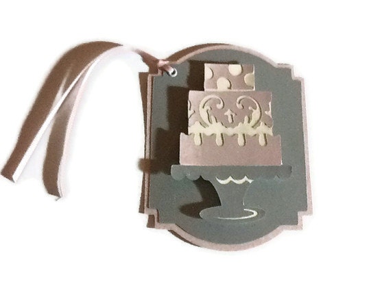 Pearlized Pink, Ivory and Silver Wedding Cake Tags