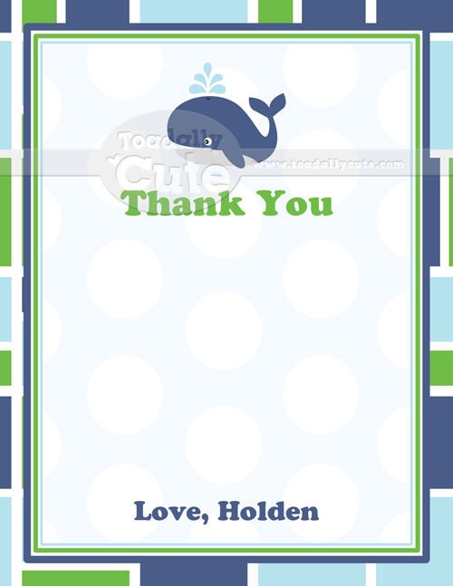 Whale of a Time, Thank You Cards, personalized set of 12 Il_570xn