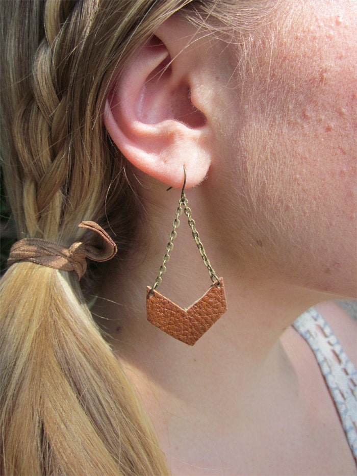 Leather Chevron Earrings
