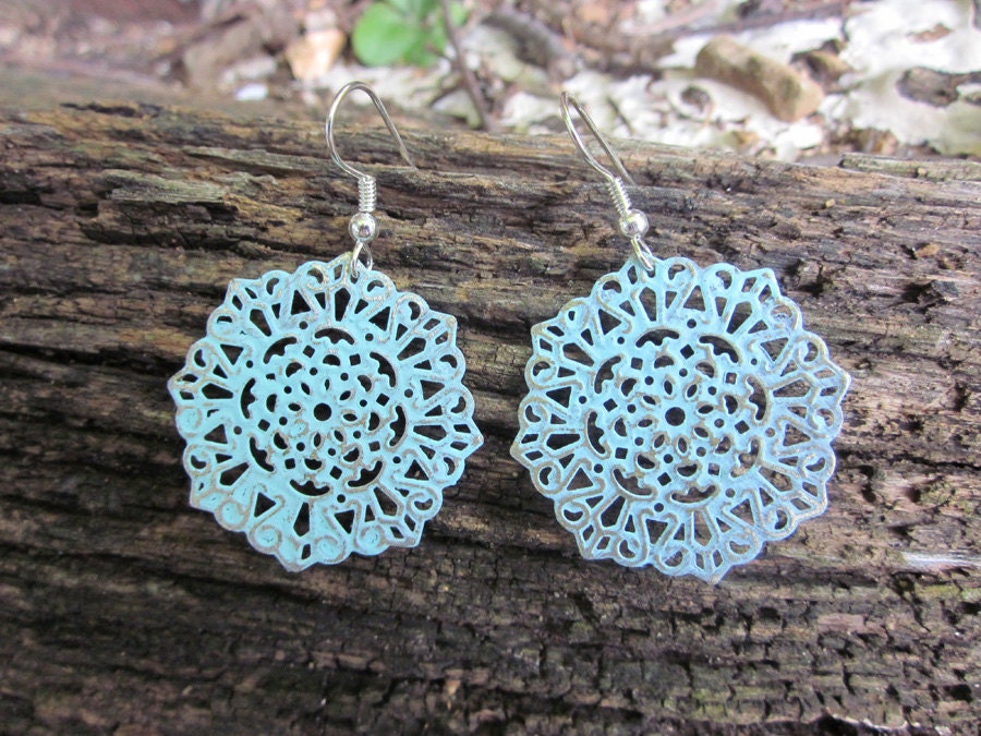 Light Blue Filigree Earrings