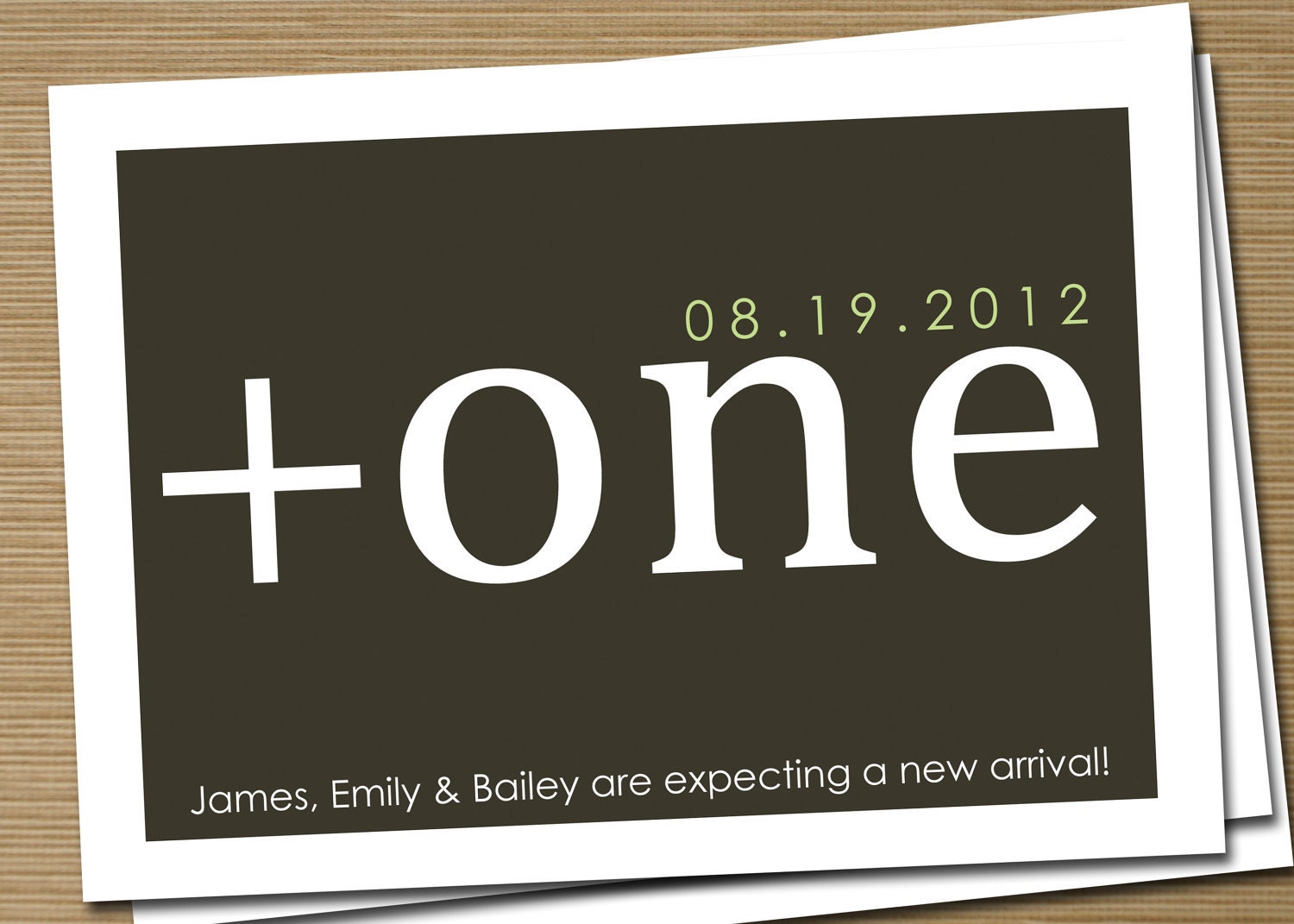 Pregnancy Announcement card: PRINTABLE ( Plus One pregnancy announcement card)