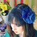 Royal Blue Cocktail Hat with Birdcage Veil