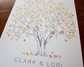 Extra Large Cottonwood Design, The original hand-drawn wedding guest book fingerprint tree (ink pads sold separately)