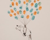 Small Guest book thumbprint balloon with flying pig (inks available separately)