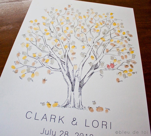 Large Cottonwood Design, The original hand-drawn weddin guest book fingerprint tree (ink pads sold separately)