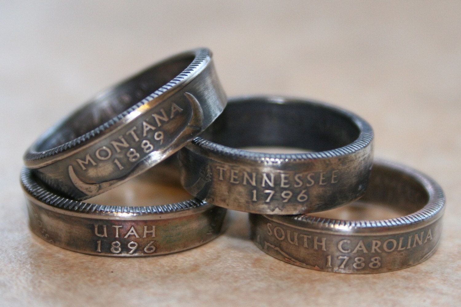 2007 Montana State Quarter Coin Ring  size 4.5-14 jewelry by Custom Coin Rings