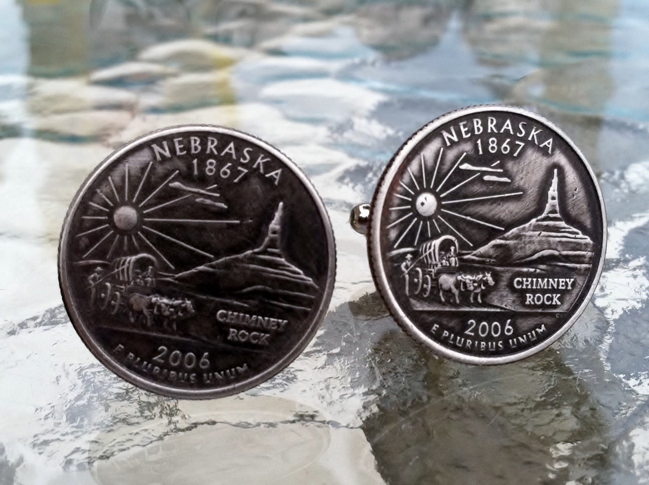 Custom Nebraska State Quarter Cufflinks