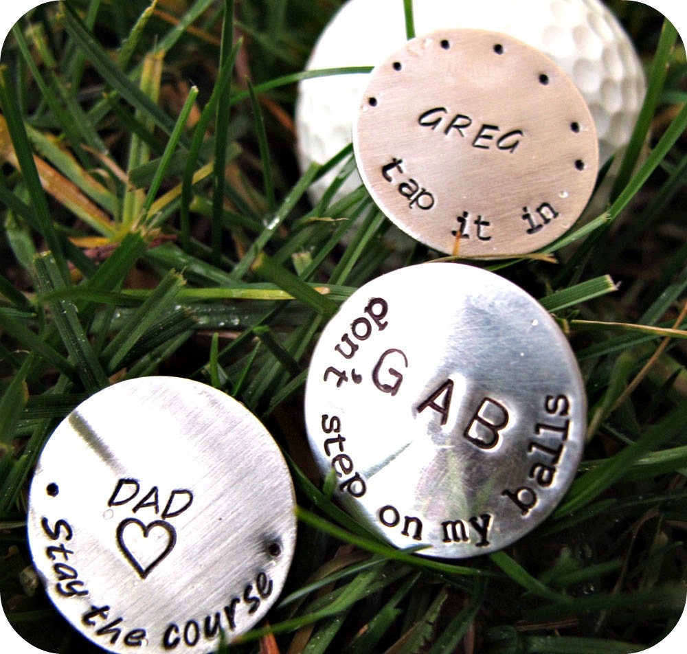 Father's Day Gift - Golf Ball Marker - Sterling Silver - Personalized & Hand Stamped - For Dad, Grandpa, Gift for Him, Groomsmen