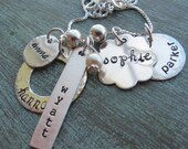 Sterling Silver Personalized Grandma Necklace Hand Stamped Family Charm - Mom, Mommy, Grandma, Nana, Sister