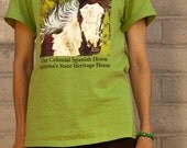 Horse silk screen printed T-Shirt of a batik of a  Colonial Spanish Yearling