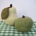 Apple and Pear fruit pincushions knitting patterns - easy to knit toy food by fluff and fuzz with instant download