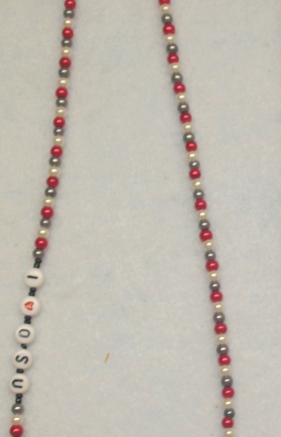 Ohio State necklace with OSU letters . .. Long ... faux pearls