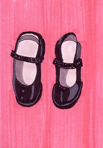 Mary Janes-5x7 inch Print from Original Illustration