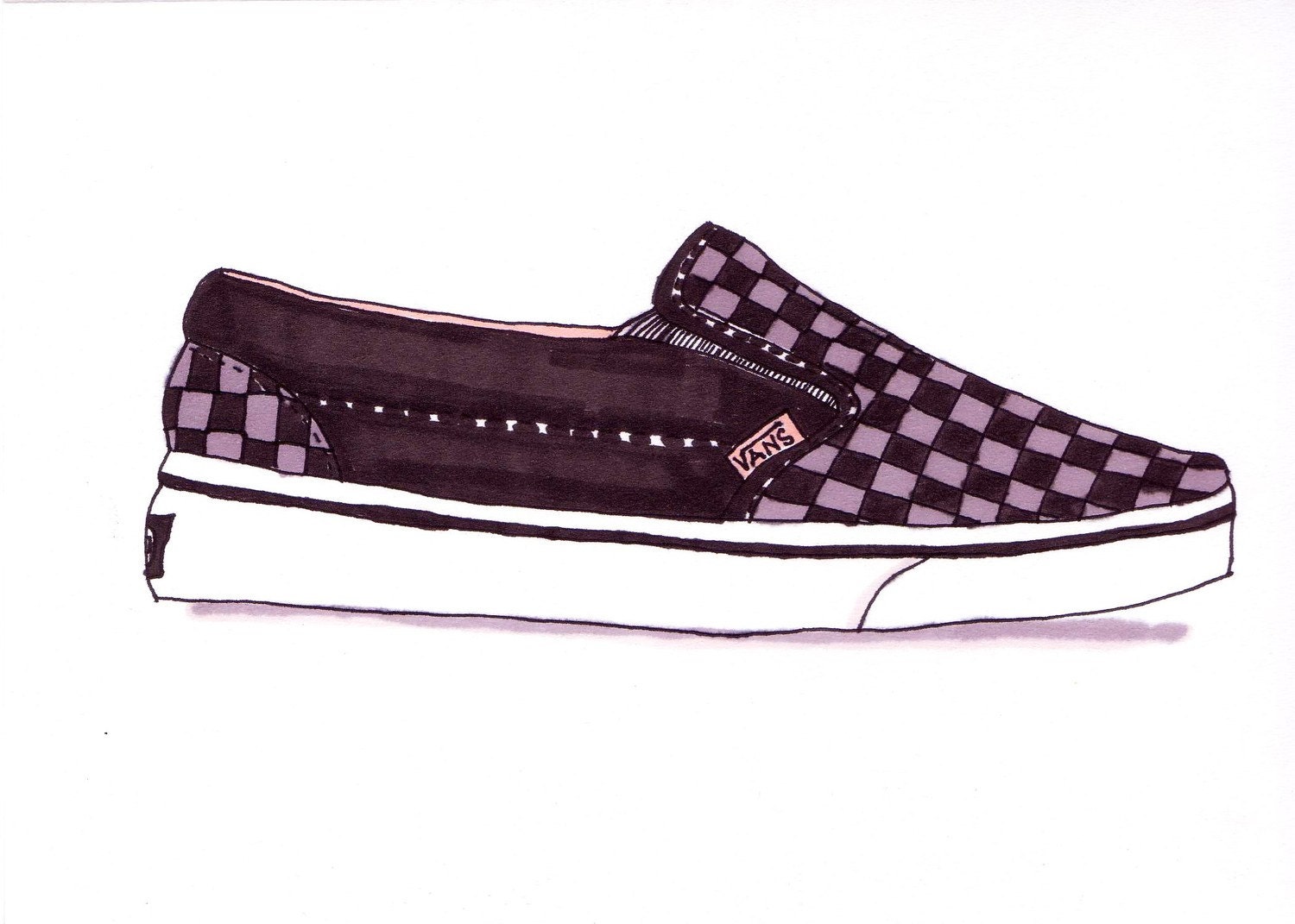 Vans Slip-On-5x7 inch Print from Original Illustration