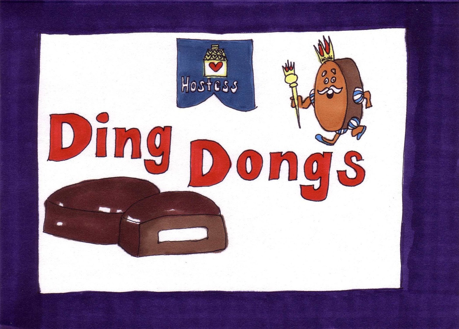 Ding Dongs-Original Framed 5x7 inch Illustration