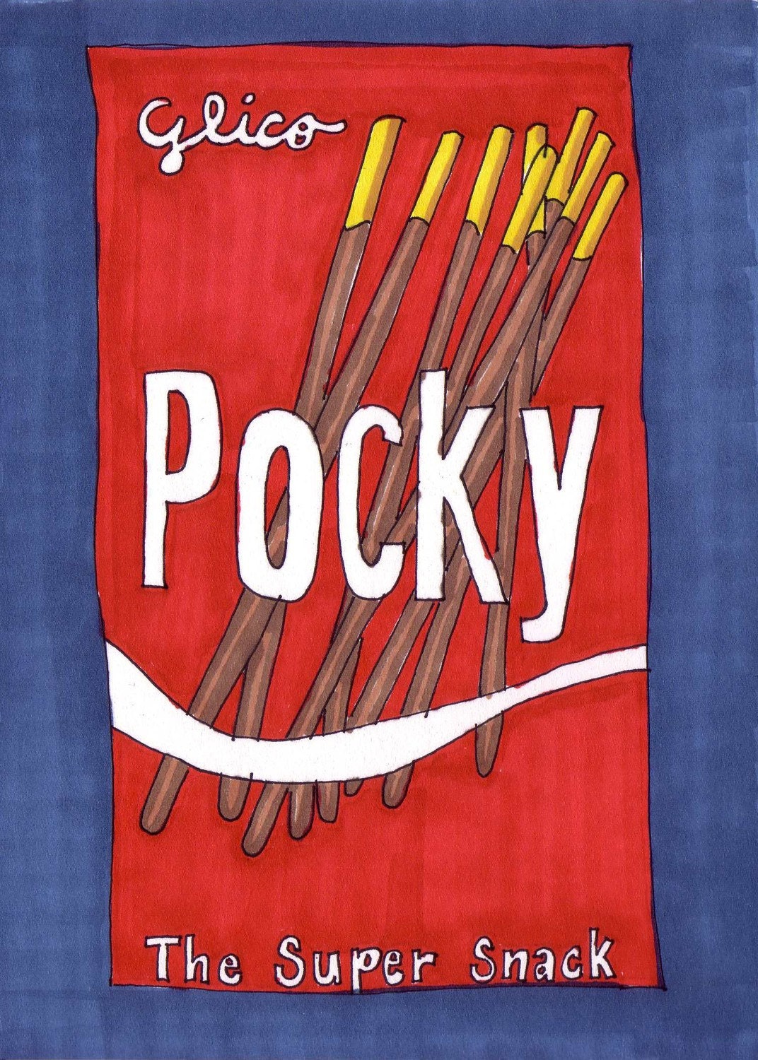 Pocky-Original Framed 5x7 inch Illustration