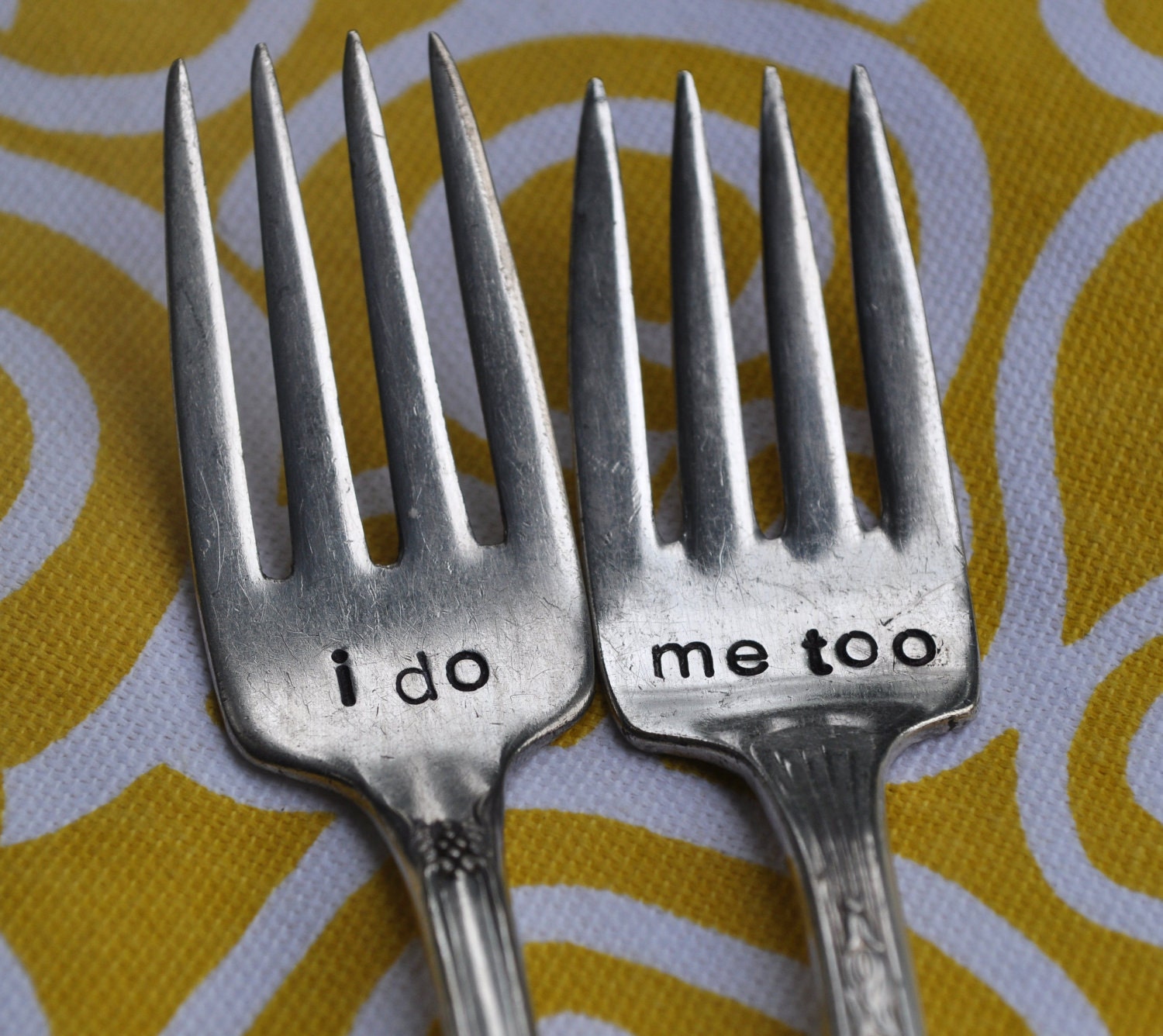 I do. Me too. Vintage Wedding Cake Fork Set Personalized with Your Wedding Date (Mismatched set)