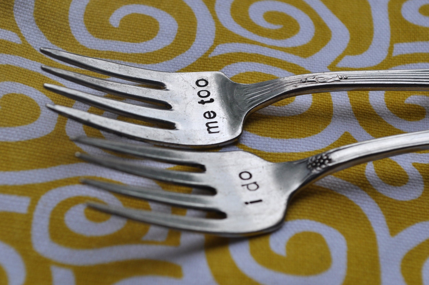 I do. Me too. Vintage Wedding Cake Fork Set Personalized with Your Wedding Date (Mismatched set)
