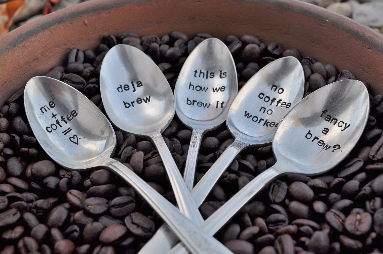 I Love You A Latte - Hand Stamped Vintage Spoon for Coffee Lovers