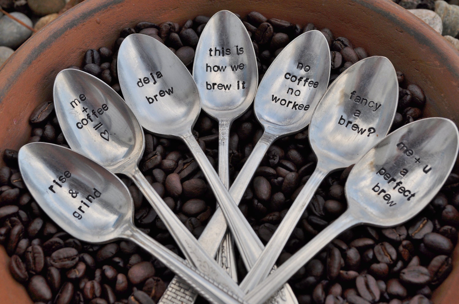 Dear Coffee, I Love You (TM)-  Hand Stamped Vintage Coffee Spoon for COFFEE LOVERS