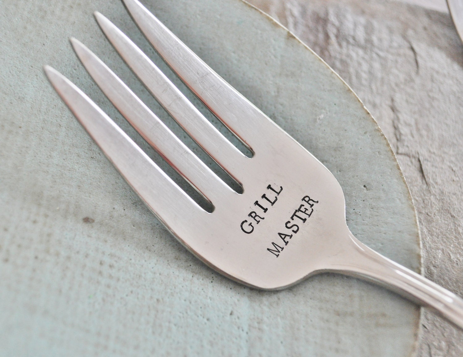 GRILL MASTER- Large Hand Stamped Grilling/Serving Fork For Lovers of the BBQ