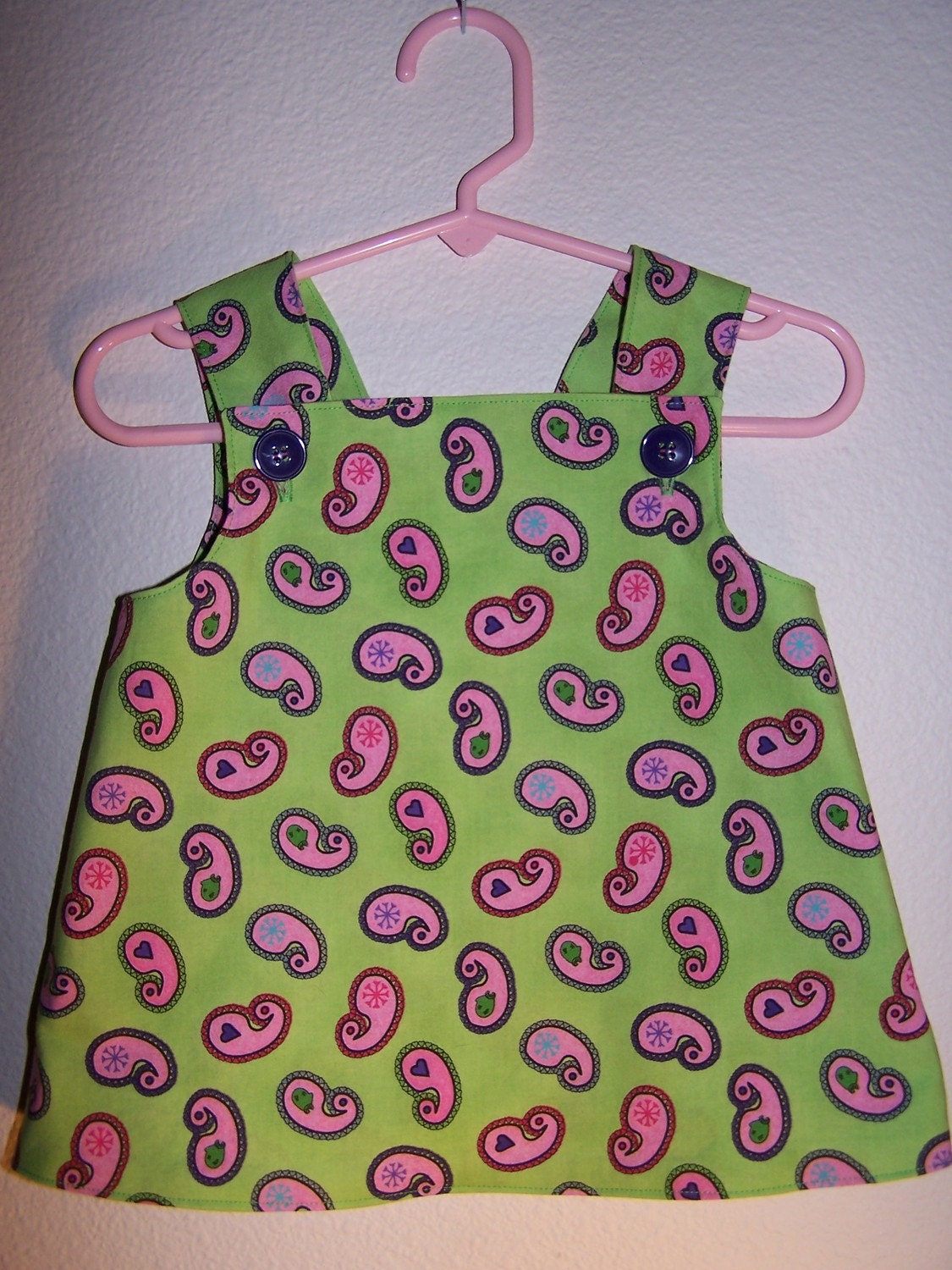Smock top pinafore top reversible smock green paisley top