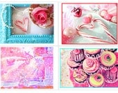 Romantic Photo Cards - Set of 4 - Fine Art Photo Notecards, Valentine Stationary, Greeting Cards, Blank Notecards