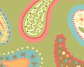 Sanibel by Heather Mulber Peterson for Henry Glass Lime Green Tossed Paisley   1 yard