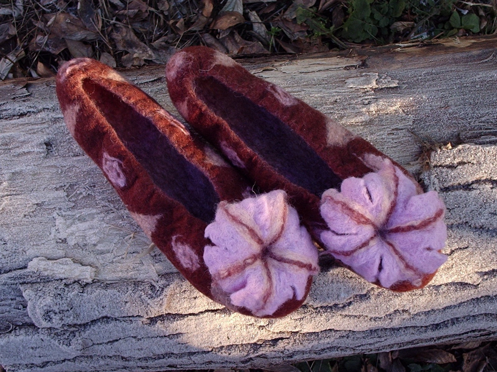 Felted slippers / Brown / Pink / Purple / Handmade