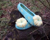 Felted slippers / Lime / Turquoise / Yellow / Handmade / Mother's Day