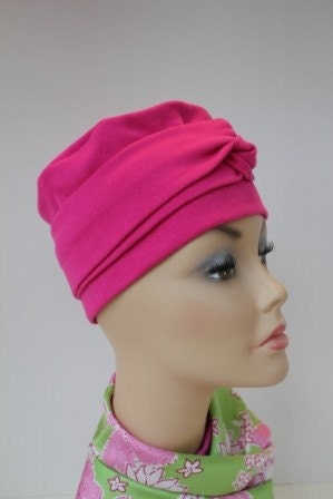 Pink Magenta Chemo Hat Cancer Cap Soft Warm Cotton Jersey Knit Womens Turban Free Ship in USA