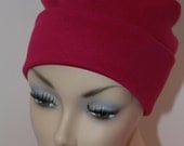 Raspberry Red Chemo Hats Cancer Cap Cotton Knit Hat Womens Free Ship in USA