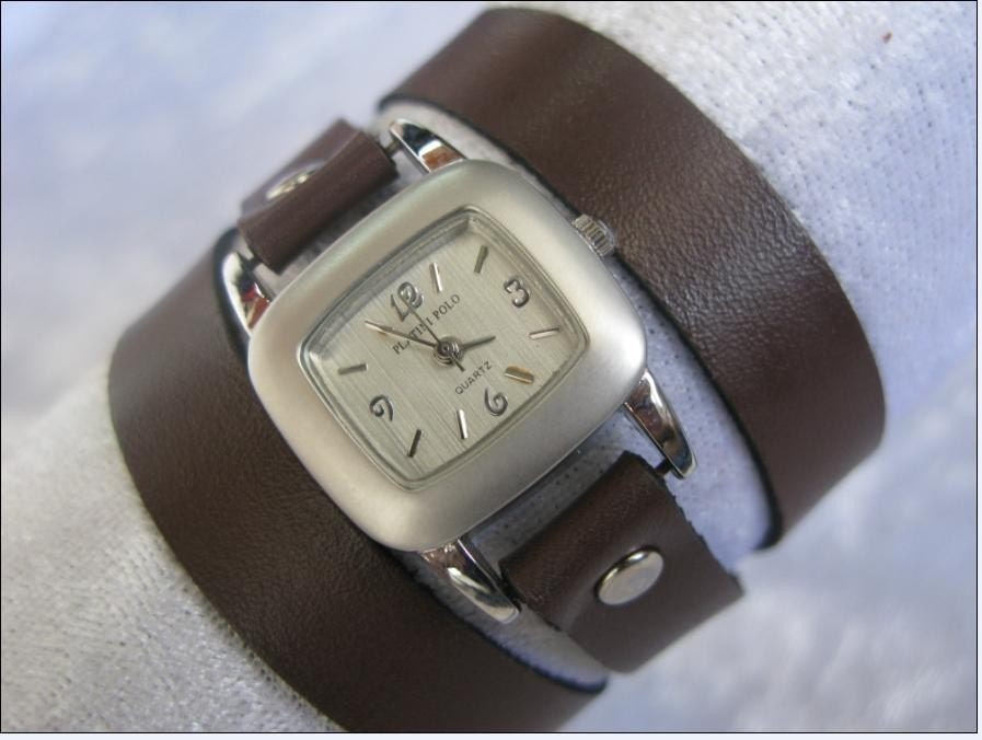 Leather Wrap Watch Handmade Bracelet Watch High quality small  women's Mini Square double  strap watch WORLWIDE FREE SHIPPING