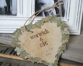 Secret Garden - Personalised Ceramic Wedding Heart with Twisting Ivy and Miniature Bronze Key