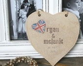 Rule Britannia - Personalised Ceramic Wedding Heart with Union Jack Detail