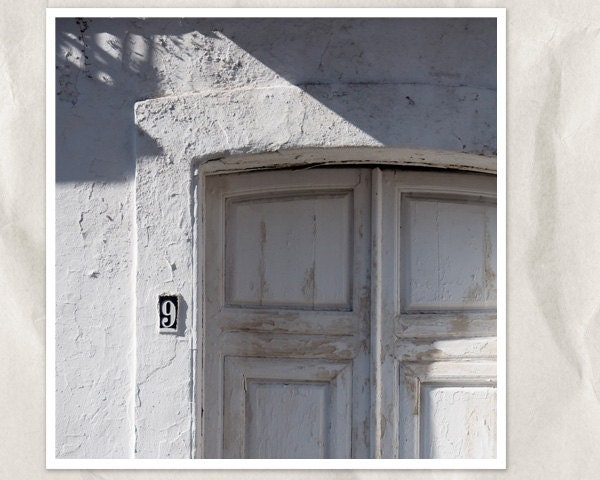 white doors photography, number, 12x12 print, entrance, wall, architecture detail, white, gray, blue, rustic, neutrals, french house