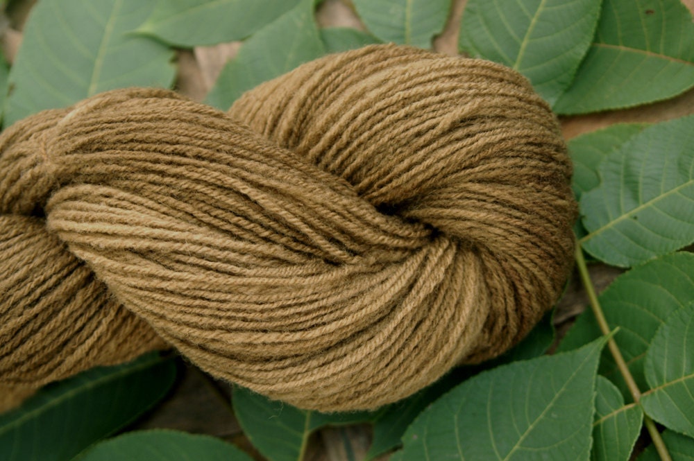 PRICE REDUCED - WALNUT Handspun Naturally Hand-dyed Sock Yarn - 366 yds