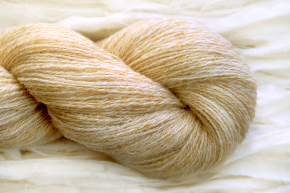 PRICE REDUCED - Creme Caramel Plant-Dyed Handspun Wool Lace Yarn - 450yds