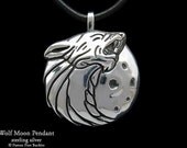 Wolf Moon Pendant Necklace Sterling Silver